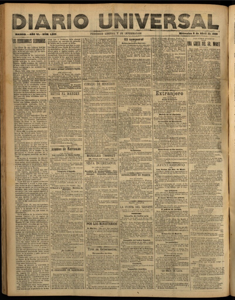 Miniatura de Diario Universal del 8 de abril de 1908