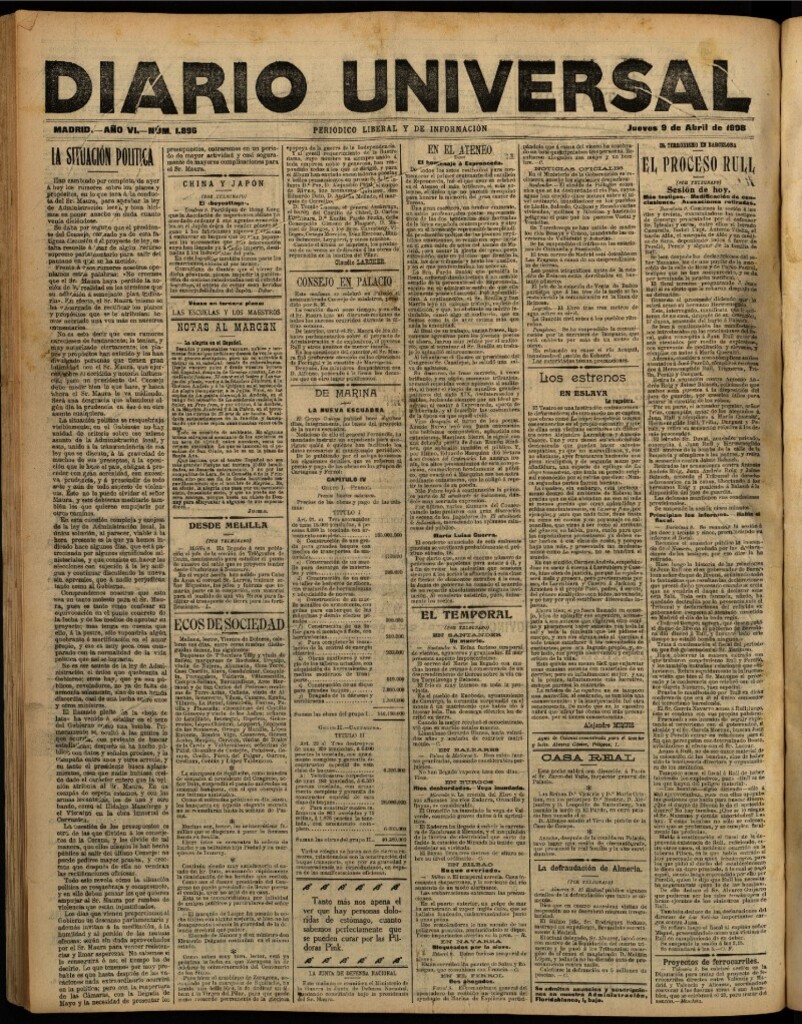 Miniatura de Diario Universal del 9 de abril de 1908