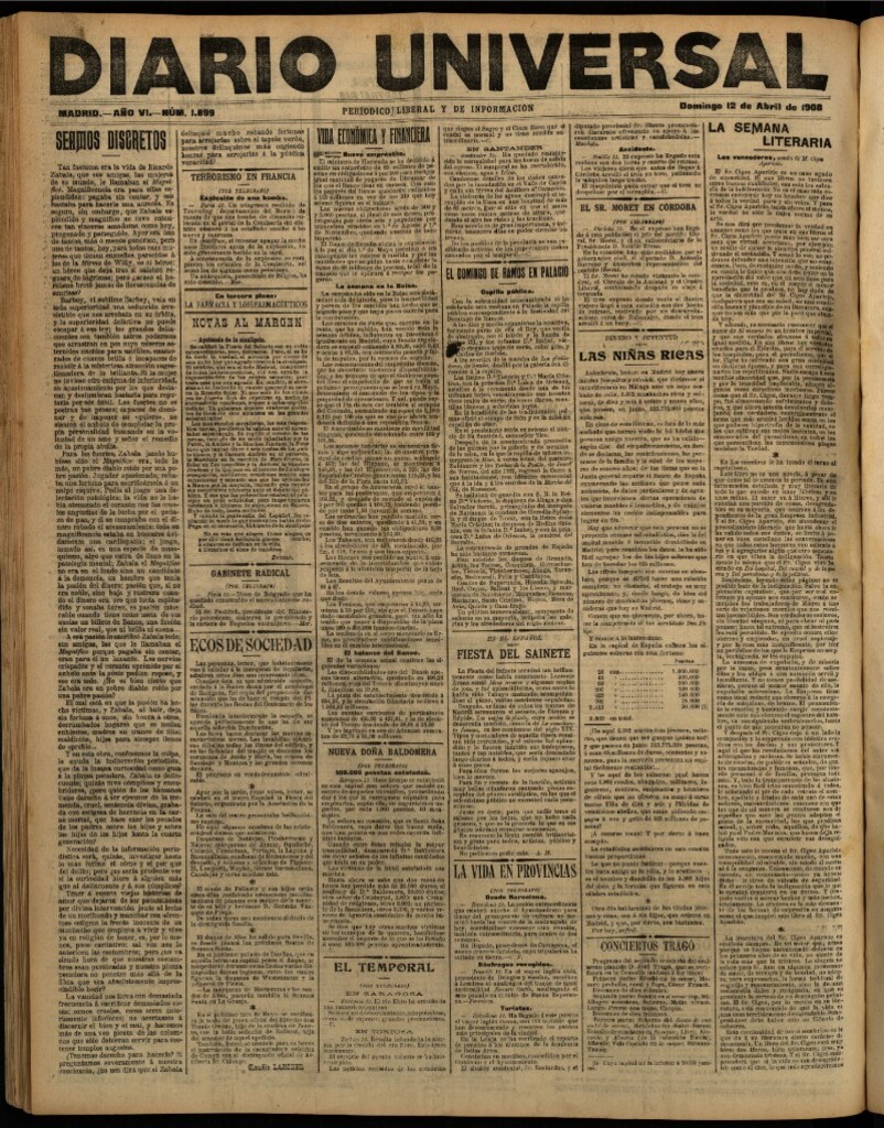 Miniatura de Diario Universal del 12 de abril de 1908