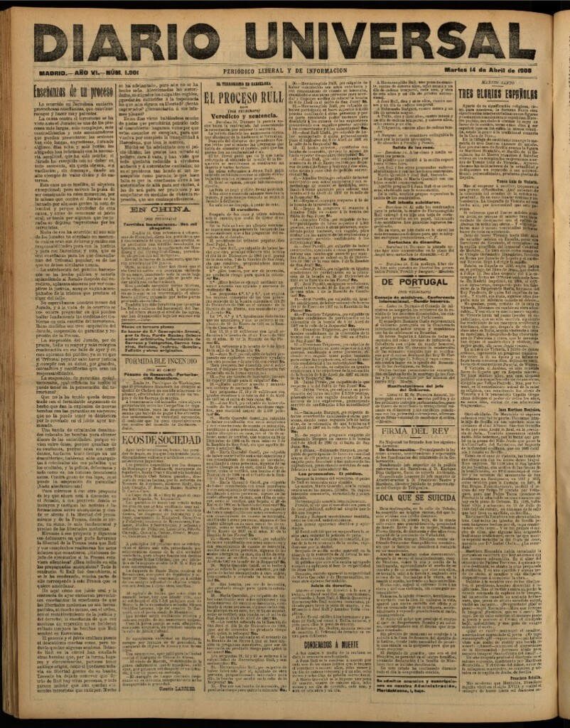 Miniatura de Diario Universal del 14 de abril de 1908