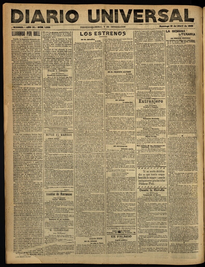 Miniatura de Diario Universal del 19 de abril de 1908