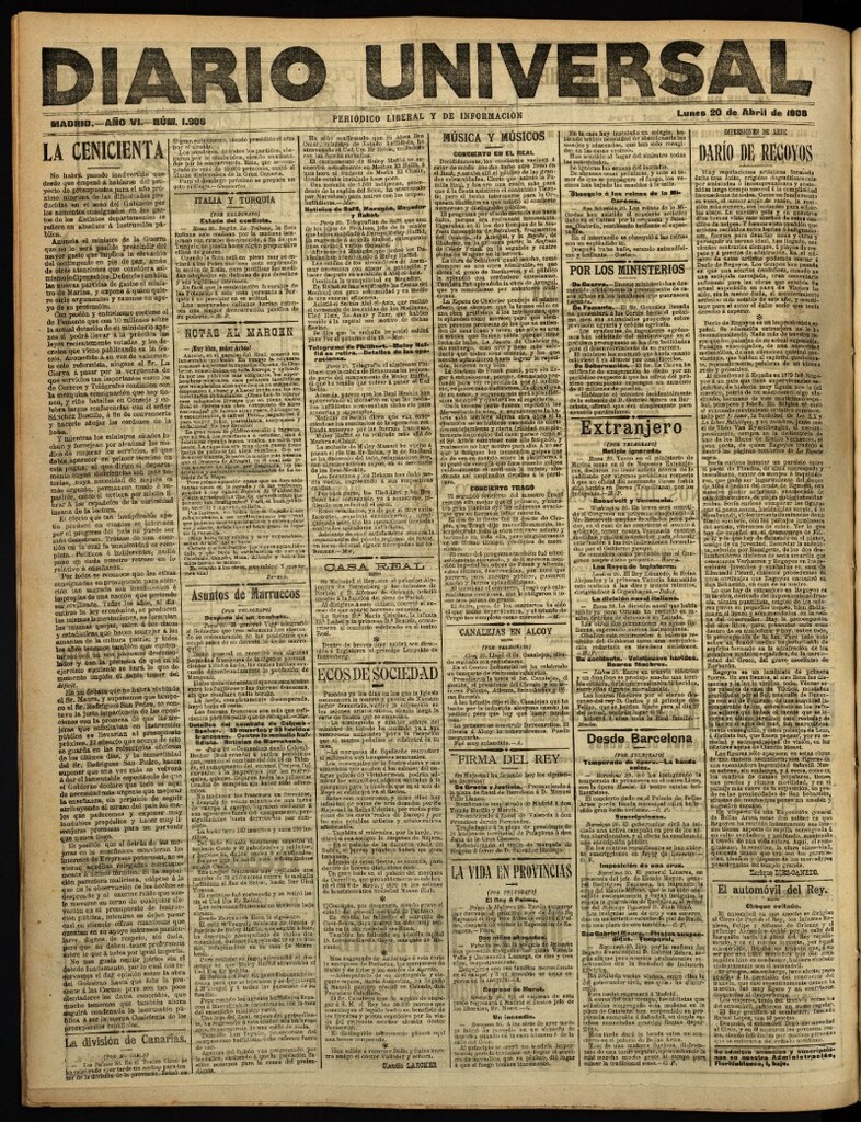Miniatura de Diario Universal del 20 de abril de 1908