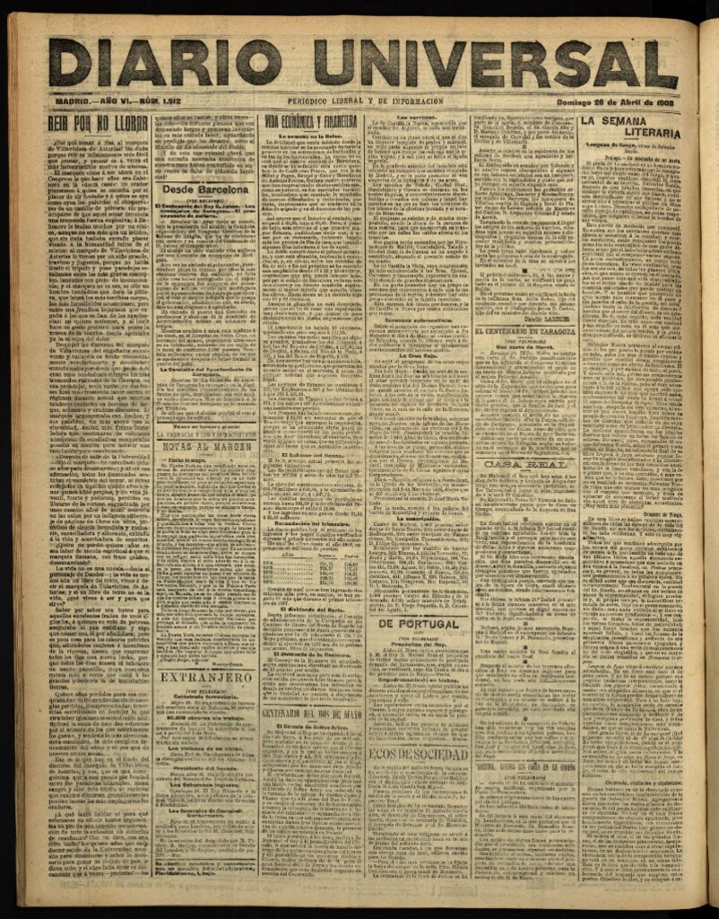 Miniatura de Diario Universal del 26 de abril de 1908