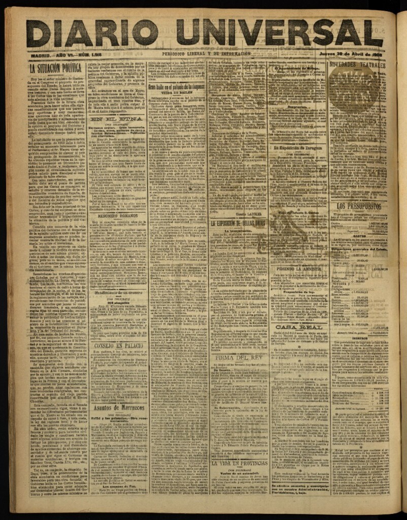 Miniatura de Diario Universal del 30 de abril de 1908