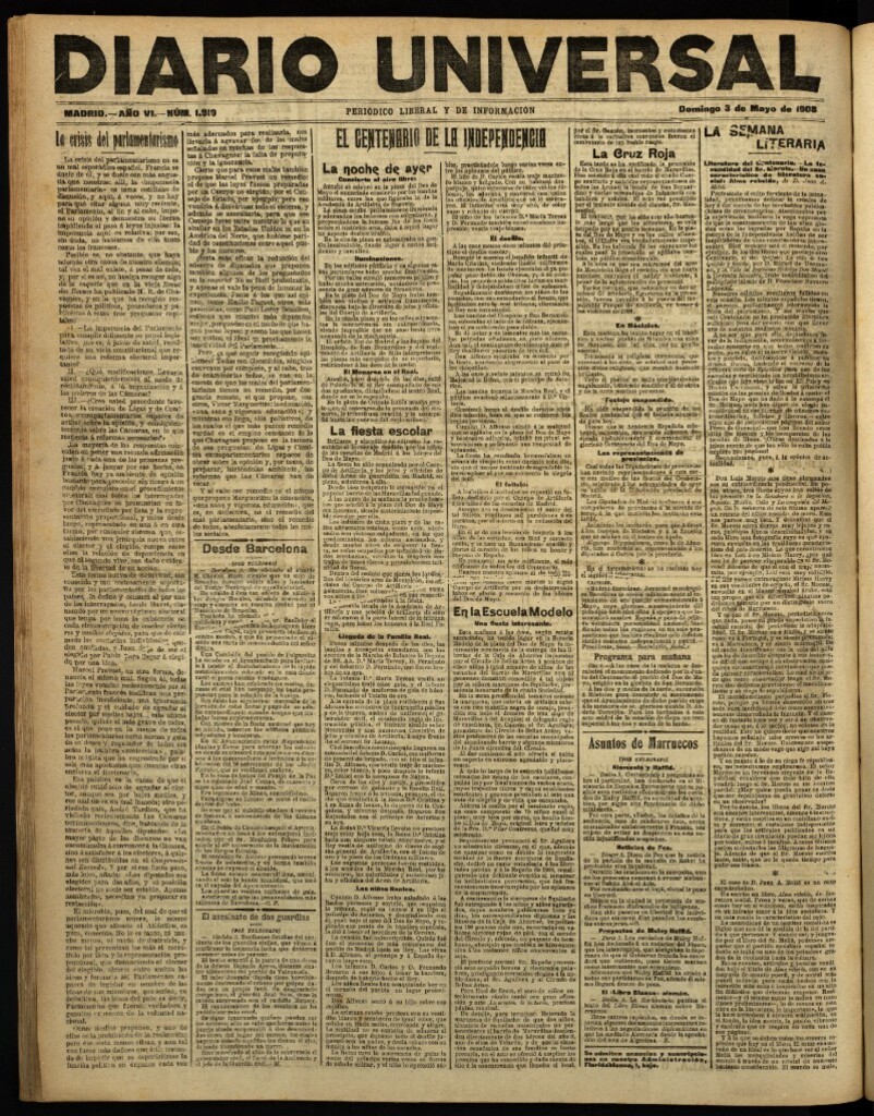 Miniatura de Diario Universal del 3 de mayo de 1908