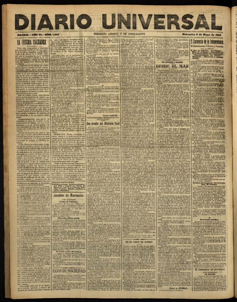 Miniatura de Diario Universal del 6 de mayo de 1908