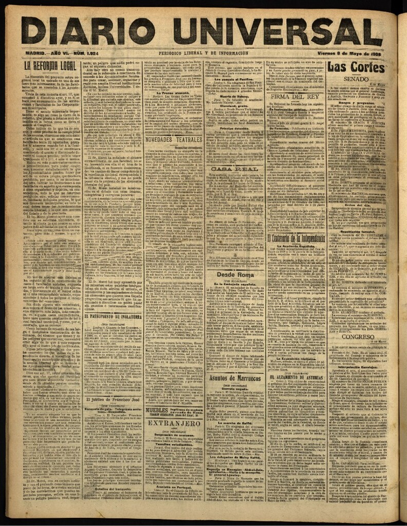 Miniatura de Diario Universal del 8 de mayo de 1908
