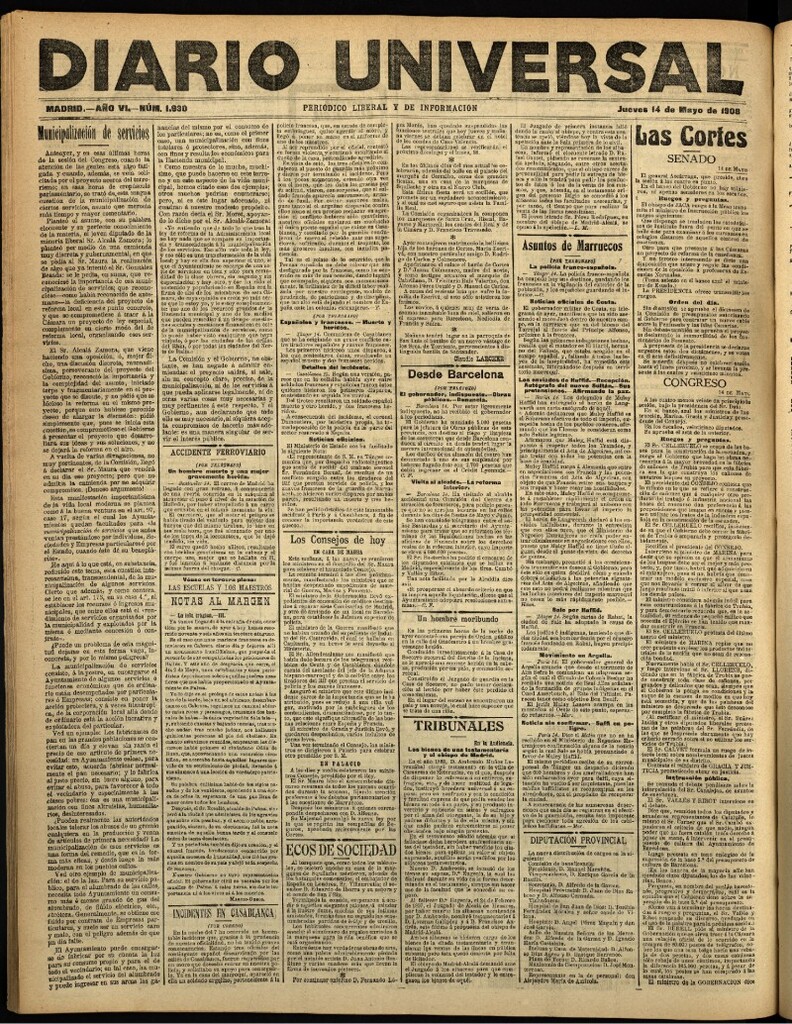 Miniatura de Diario Universal del 14 de mayo de 1908