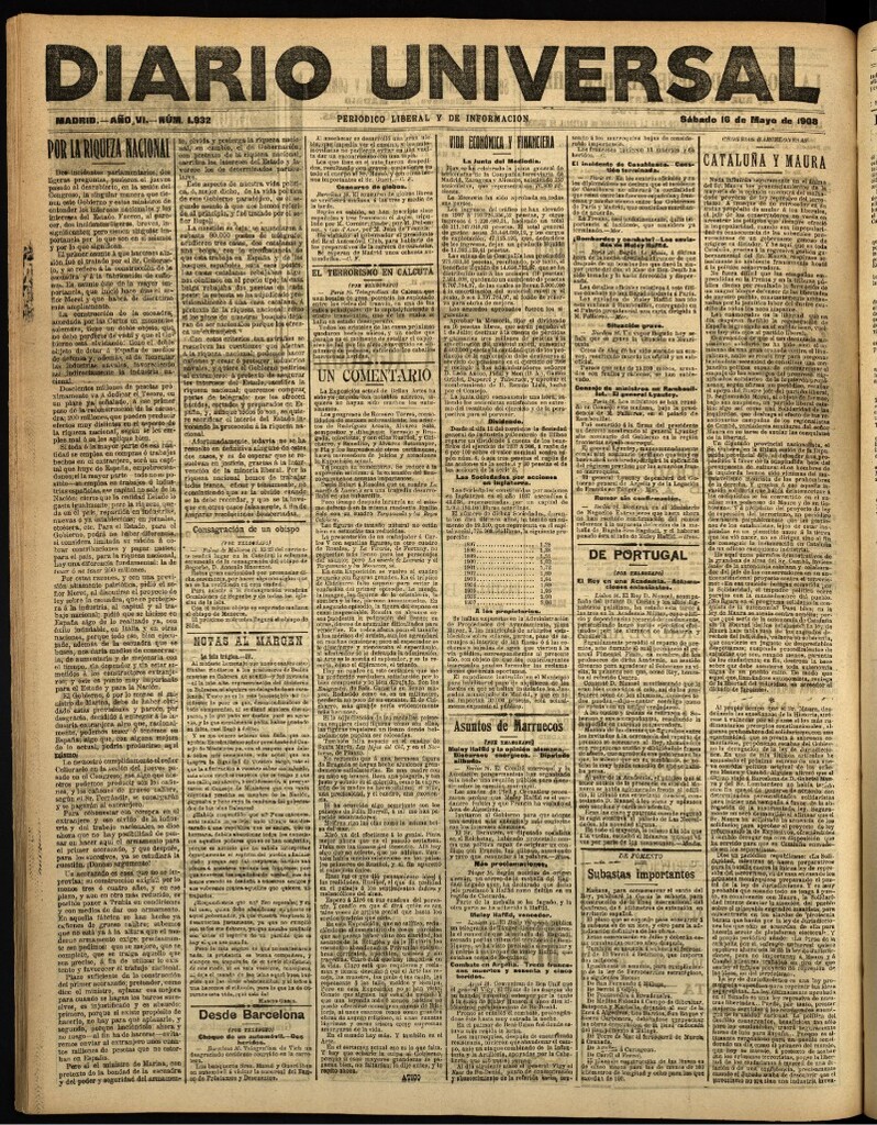 Miniatura de Diario Universal del 16 de mayo de 1908