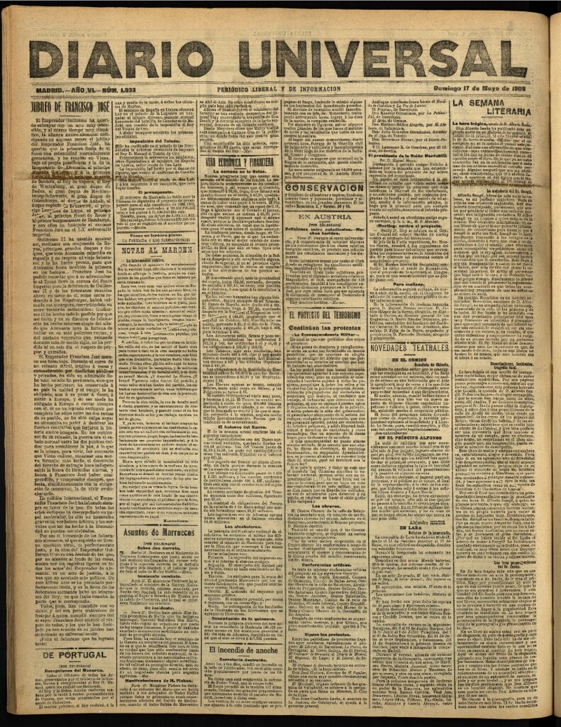 Miniatura de Diario Universal del 17 de mayo de 1908