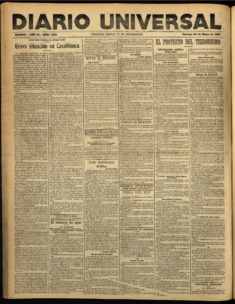 Miniatura de Diario Universal del 22 de mayo de 1908