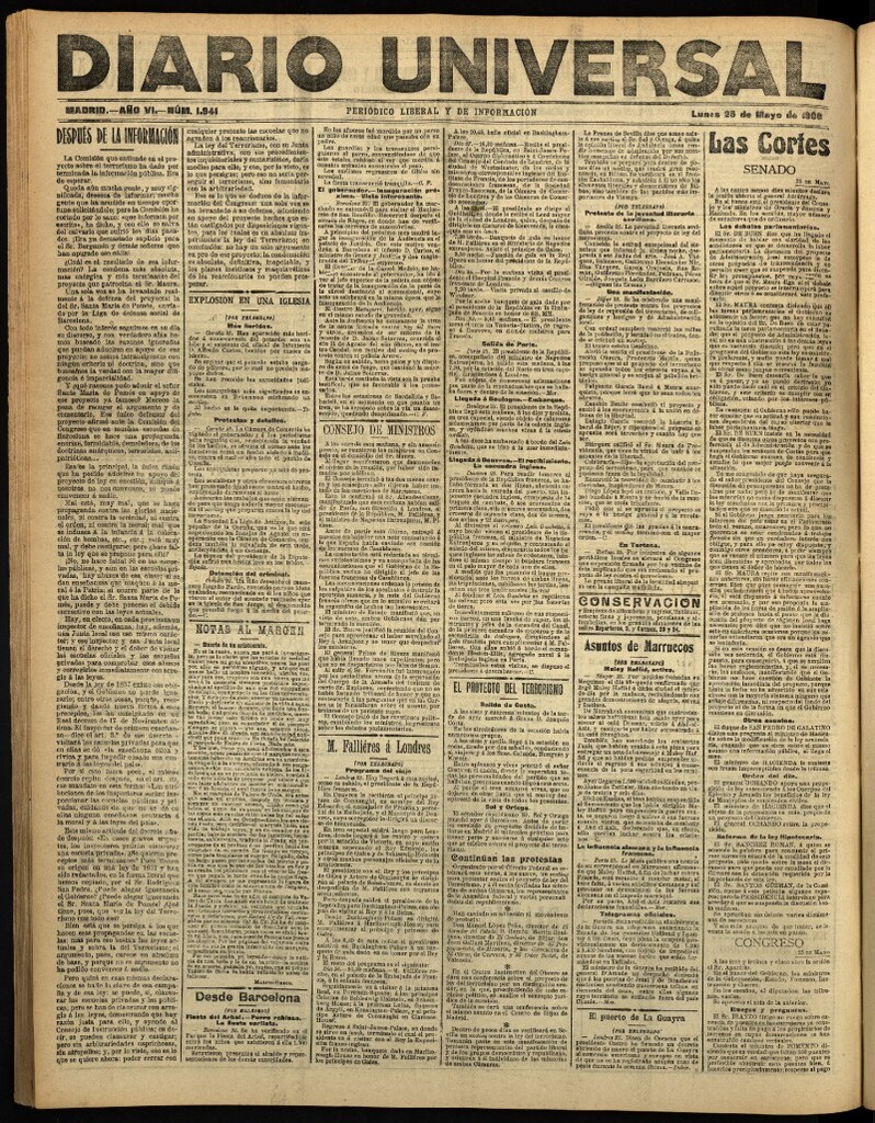 Miniatura de Diario Universal del 25 de mayo de 1908