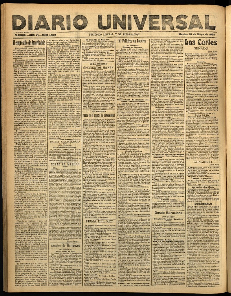 Miniatura de Diario Universal del 26 de mayo de 1908
