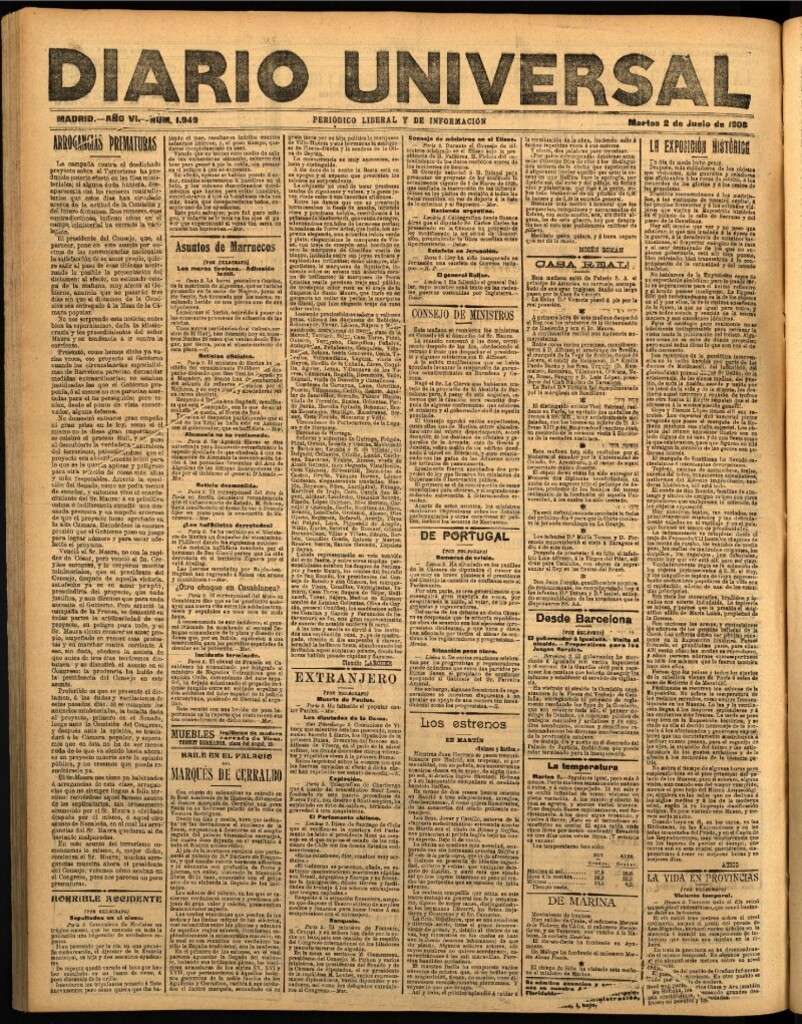 Miniatura de Diario Universal del 2 de junio de 1908