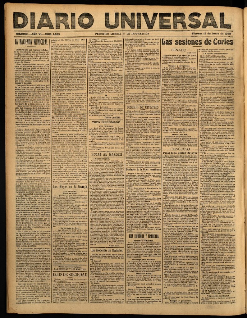 Miniatura de Diario Universal del 12 de junio de 1908