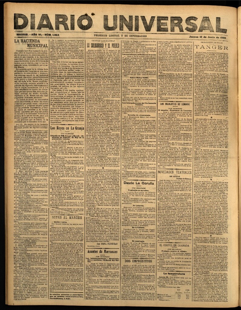 Miniatura de Diario Universal del 18 de junio de 1908