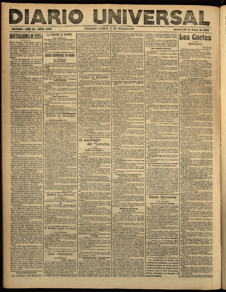 Miniatura de Diario Universal del 25 de junio de 1908