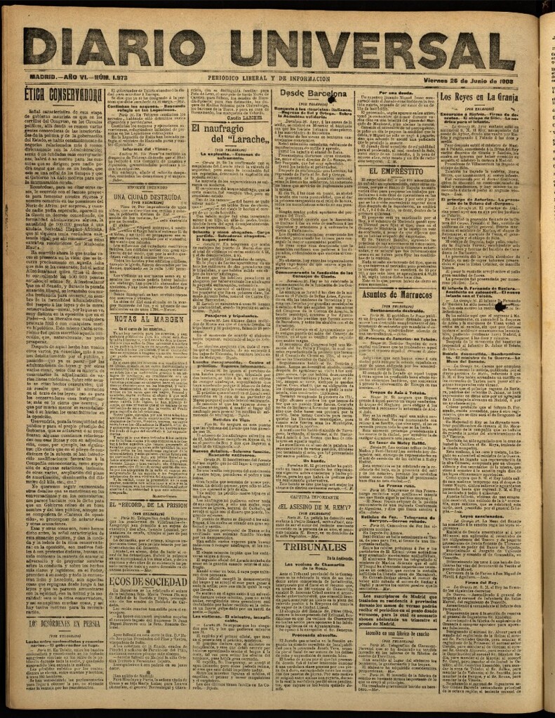 Miniatura de Diario Universal del 26 de junio de 1908