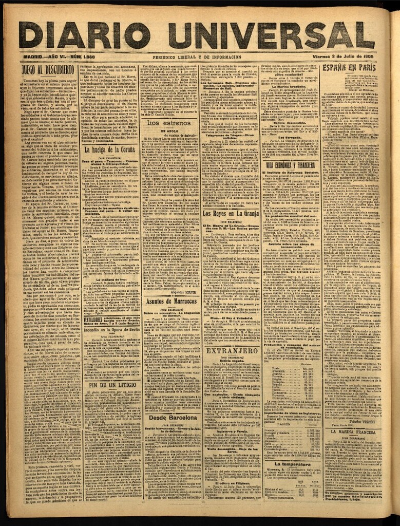 Miniatura de Diario Universal del 3 de julio de 1908