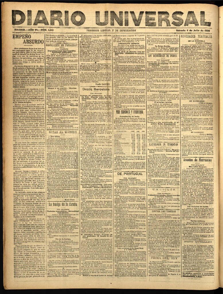 Miniatura de Diario Universal del 4 de julio de 1908
