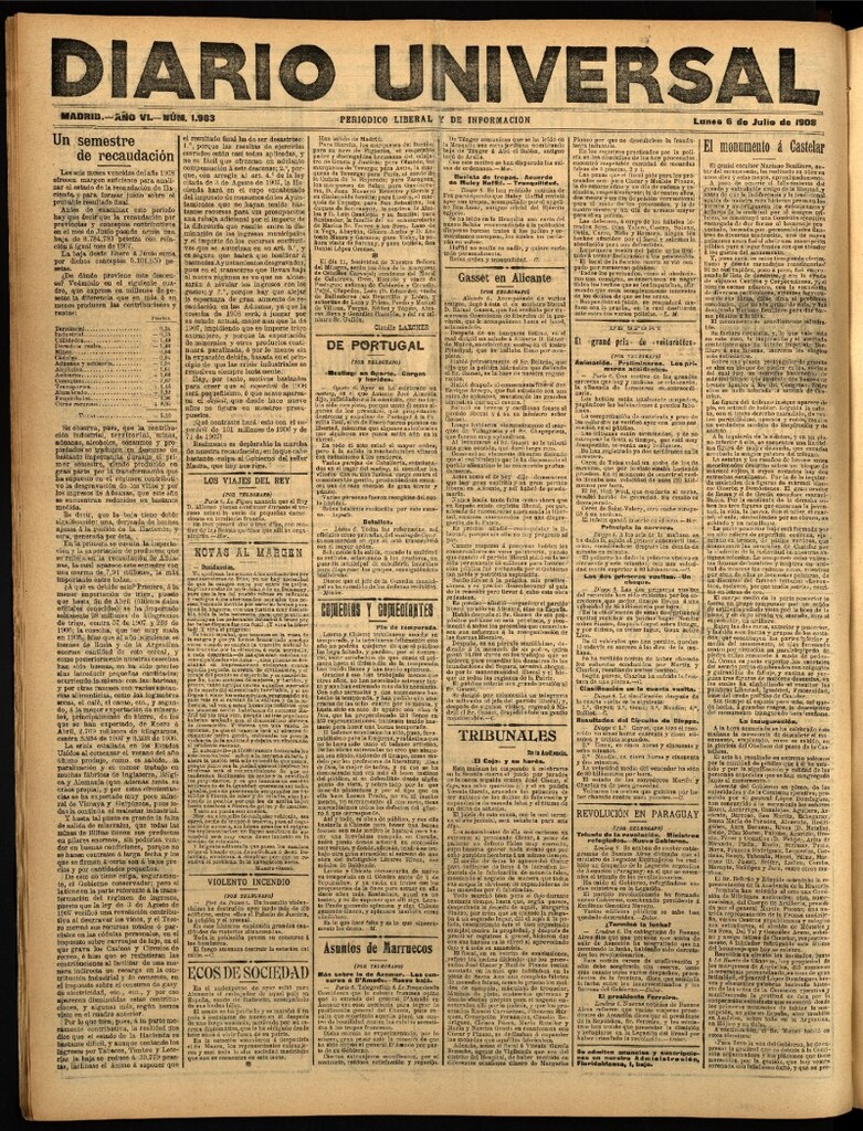 Miniatura de Diario Universal del 6 de julio de 1908