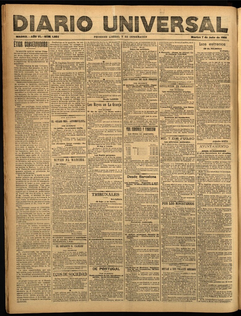 Miniatura de Diario Universal del 7 de julio de 1908