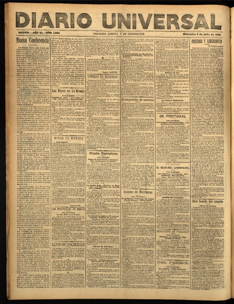 Miniatura de Diario Universal del 8 de julio de 1908