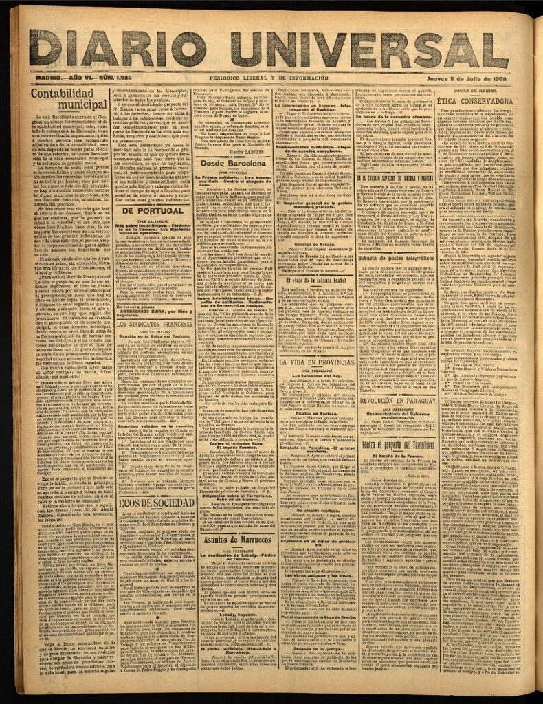 Miniatura de Diario Universal del 9 de julio de 1908