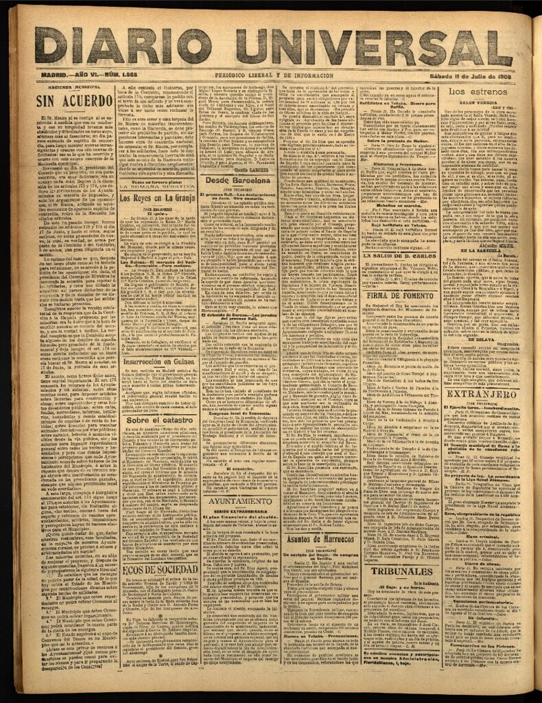 Miniatura de Diario Universal del 11 de julio de 1908