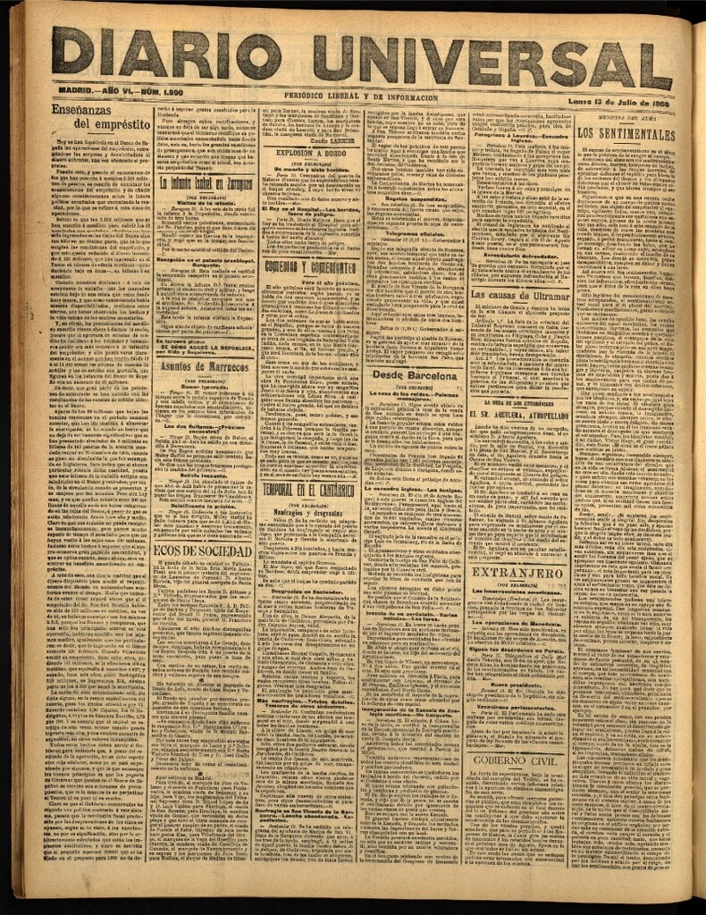 Miniatura de Diario Universal del 13 de julio de 1908