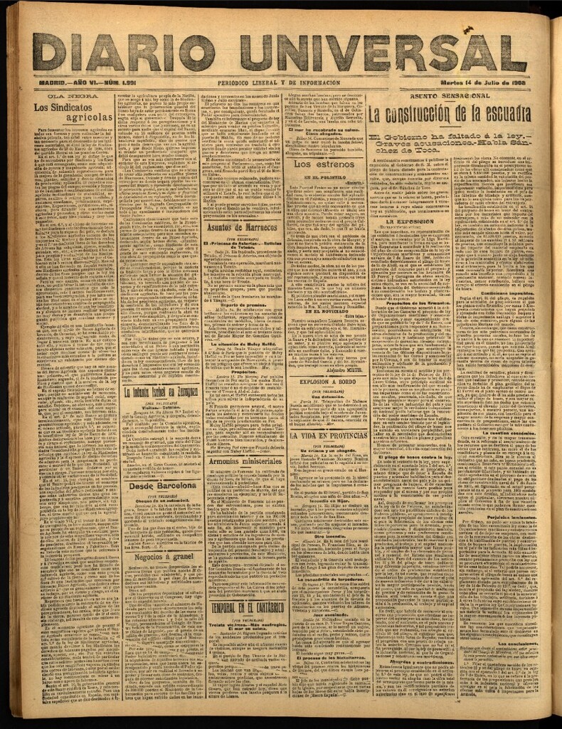Miniatura de Diario Universal del 14 de julio de 1908