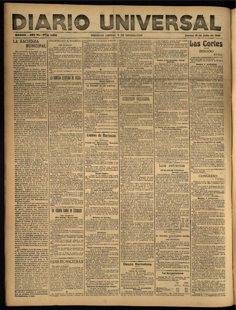 Miniatura de Diario Universal del 16 de julio de 1908