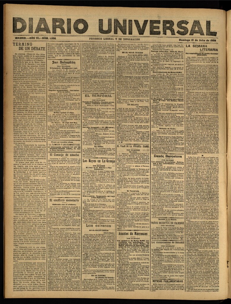Miniatura de Diario Universal del 19 de julio de 1908