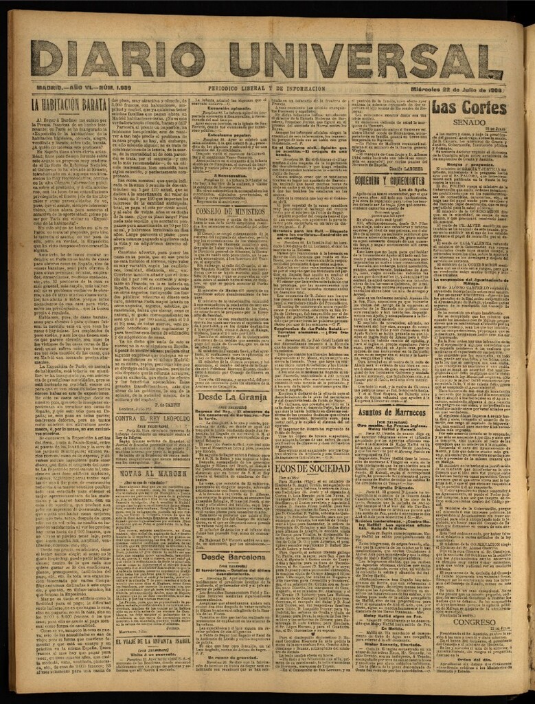 Miniatura de Diario Universal del 22 de julio de 1908