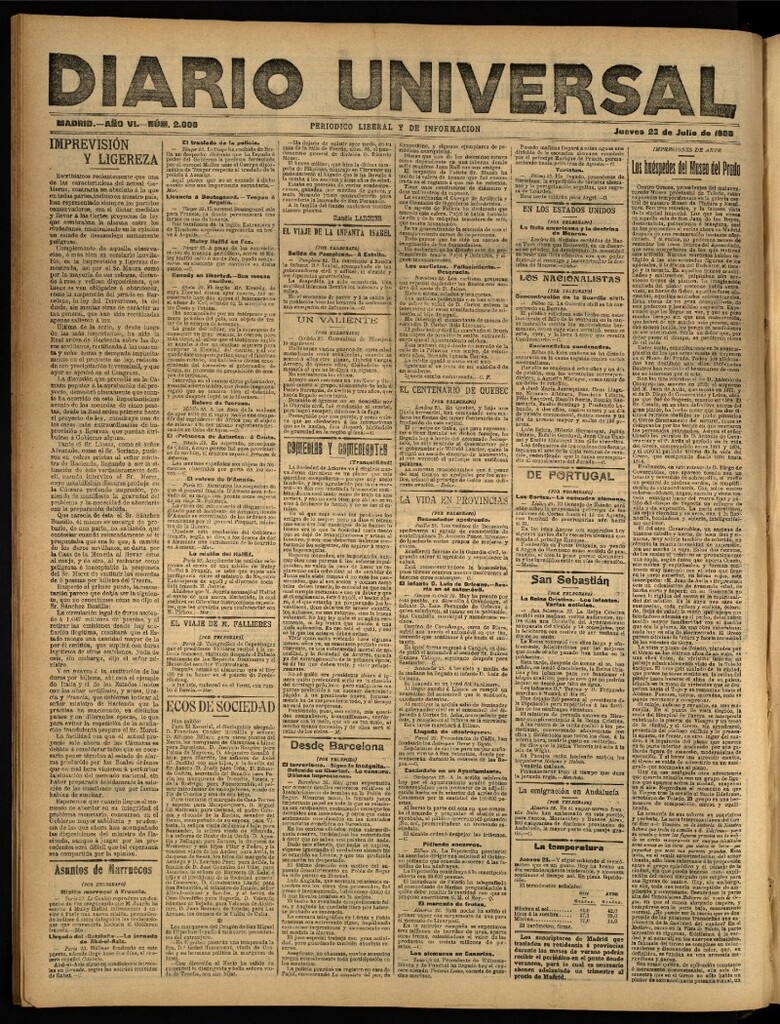 Miniatura de Diario Universal del 23 de julio de 1908
