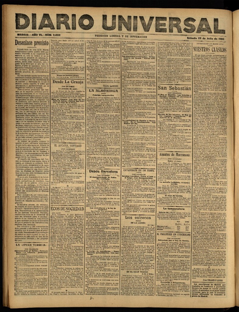 Miniatura de Diario Universal del 25 de julio de 1908
