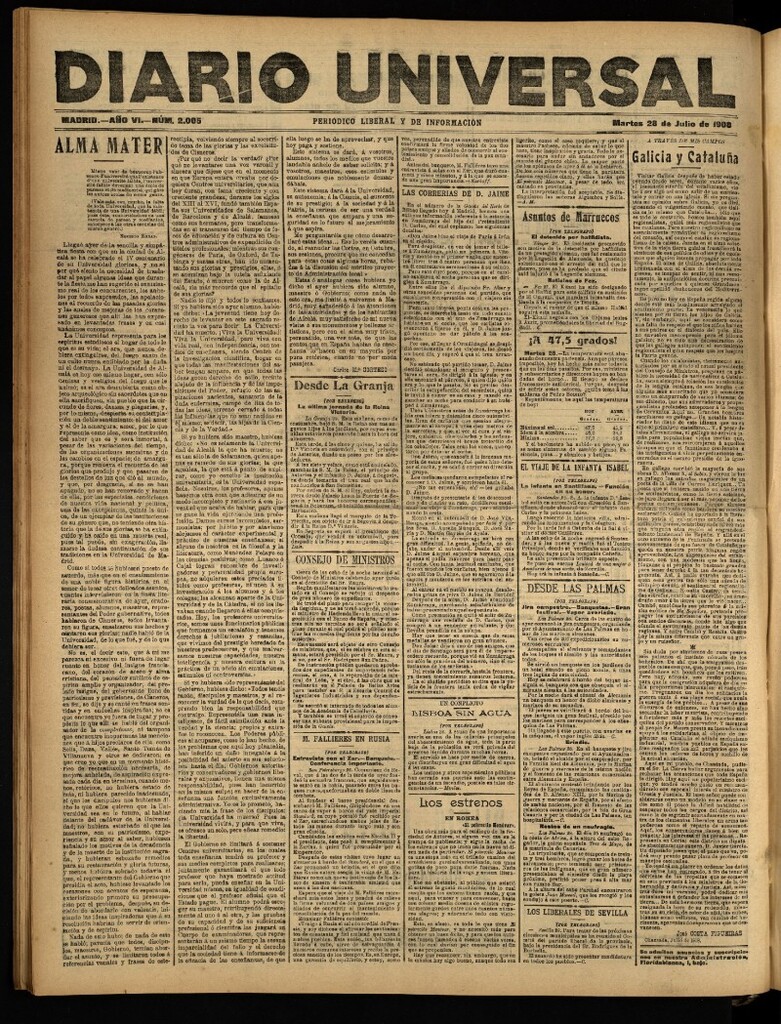 Miniatura de Diario Universal del 28 de julio de 1908