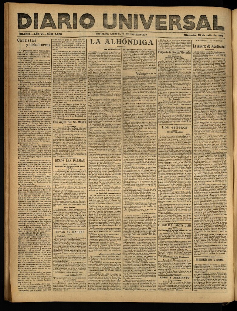 Miniatura de Diario Universal del 29 de julio de 1908