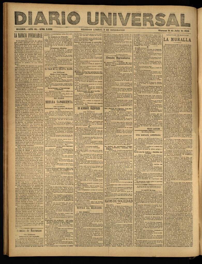 Miniatura de Diario Universal del 31 de julio de 1908