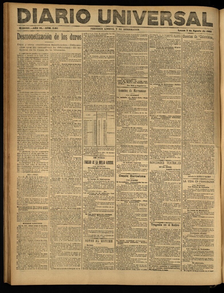 Miniatura de Diario Universal del 3 de agosto de 1908