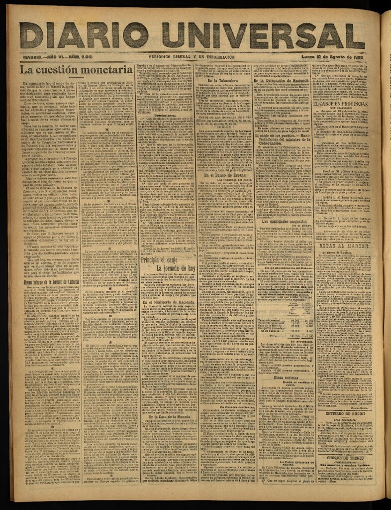 Miniatura de Diario Universal del 10 de agosto de 1908