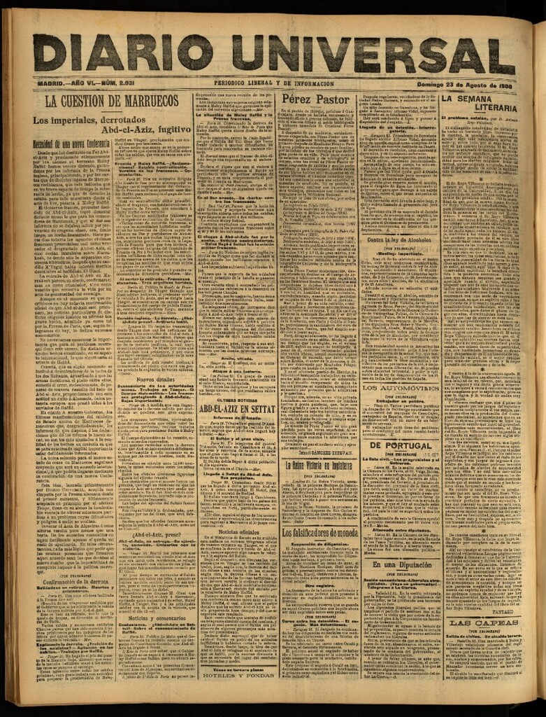 Miniatura de Diario Universal del 23 de agosto de 1908