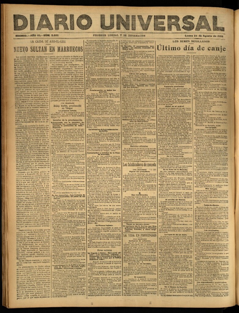 Miniatura de Diario Universal del 24 de agosto de 1908