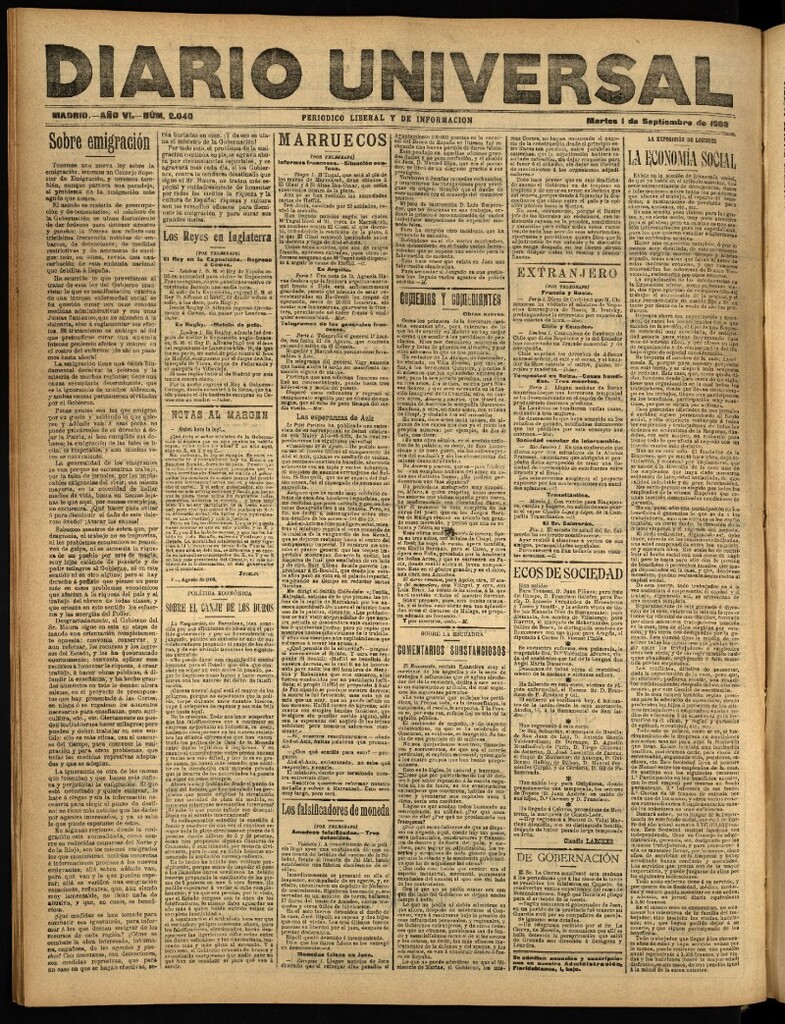 Miniatura de Diario Universal del 1 de septiembre de 1908