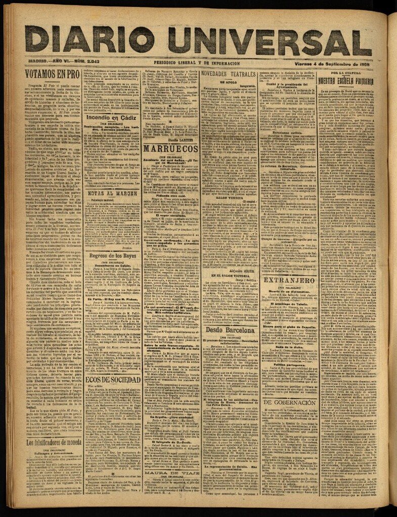 Miniatura de Diario Universal del 4 de septiembre de 1908