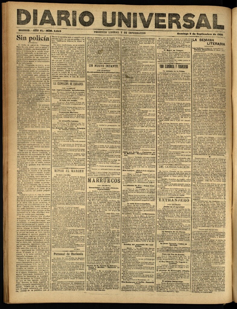 Miniatura de Diario Universal del 6 de septiembre de 1908