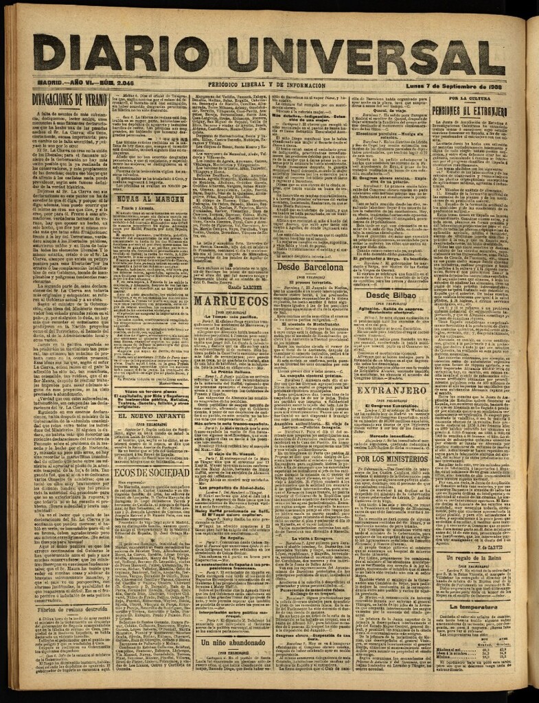 Miniatura de Diario Universal del 7 de septiembre de 1908