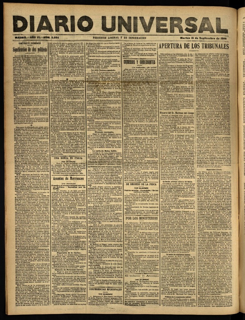 Miniatura de Diario Universal del 15 de septiembre de 1908