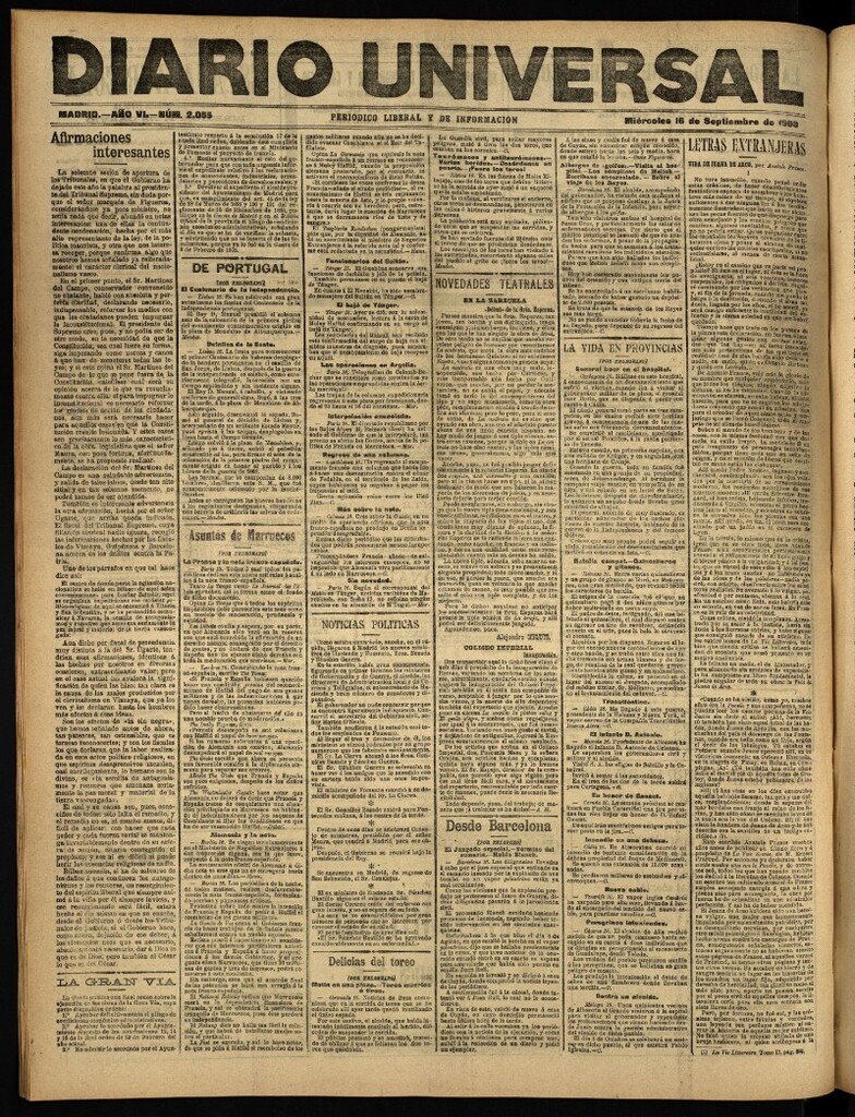 Miniatura de Diario Universal del 16 de septiembre de 1908
