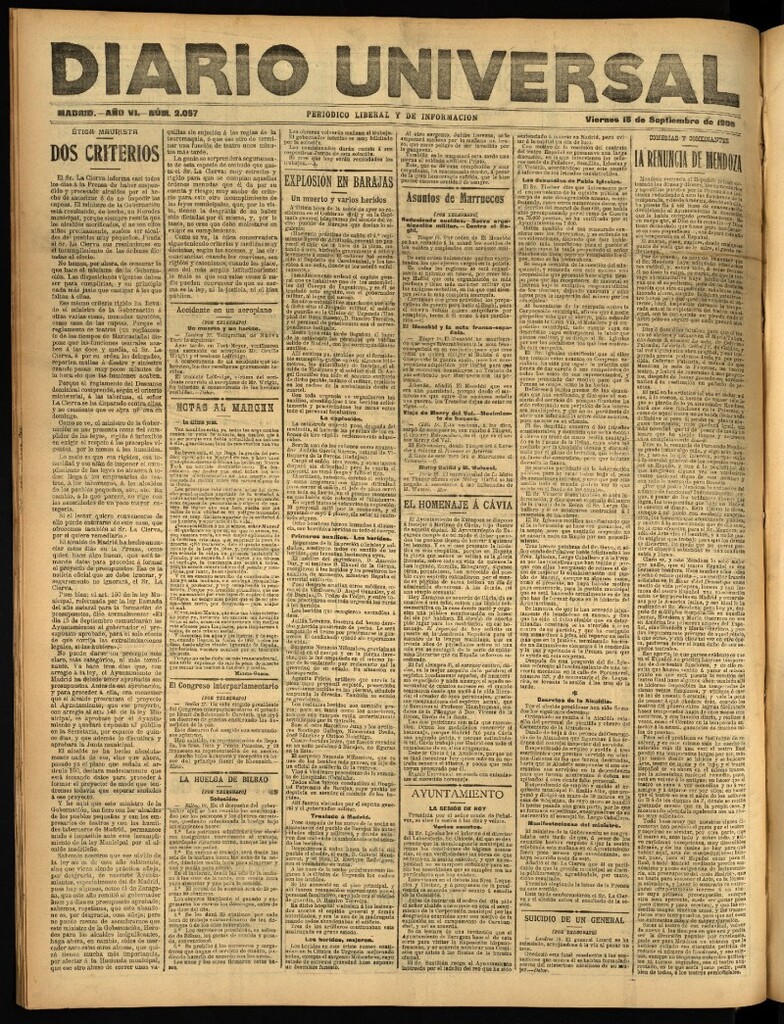 Miniatura de Diario Universal del 18 de septiembre de 1908